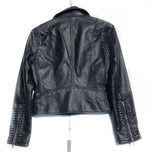 BLANK NYC Black Turquoise Studded Moto Jacket  NWT